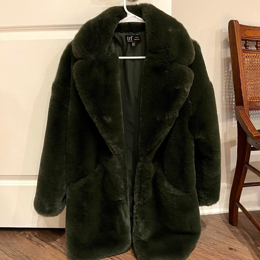 Zara TRF Faux Fur Midi Jacket
